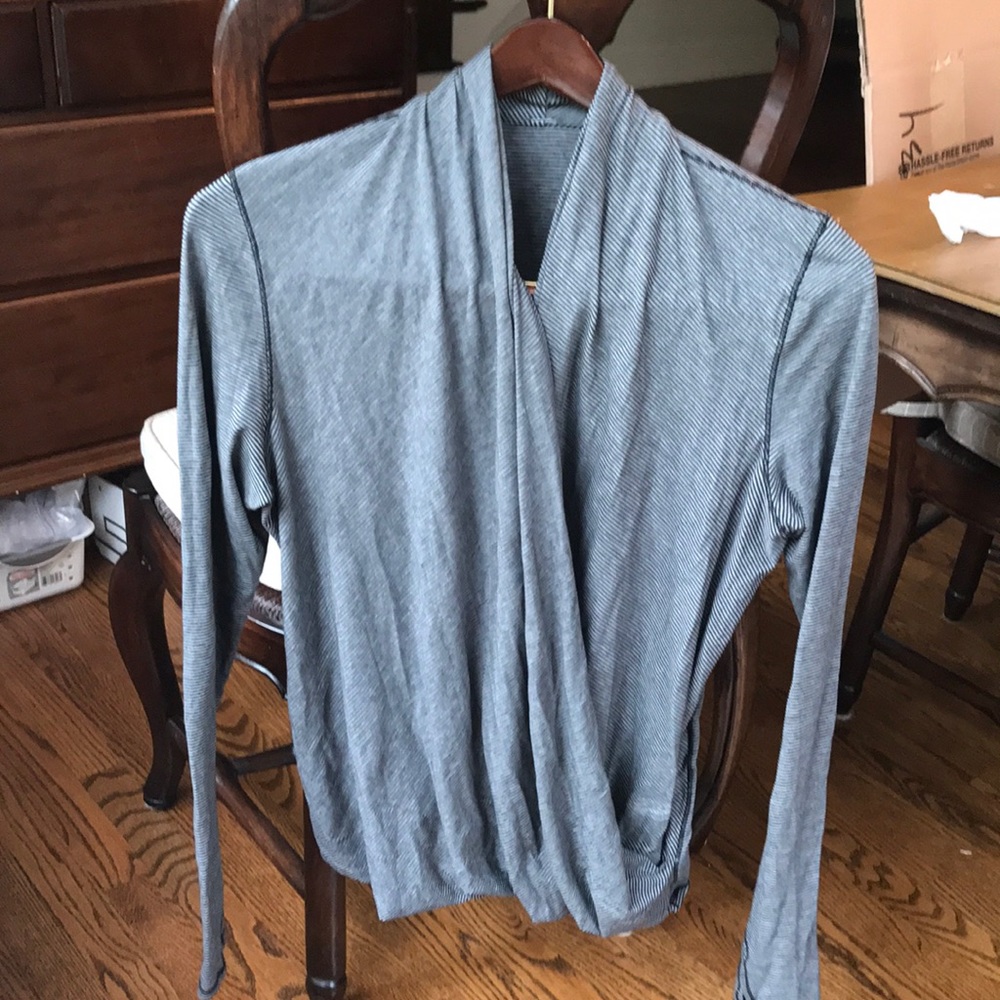 Lululemon cross front pinstripe long sleeve tshirt